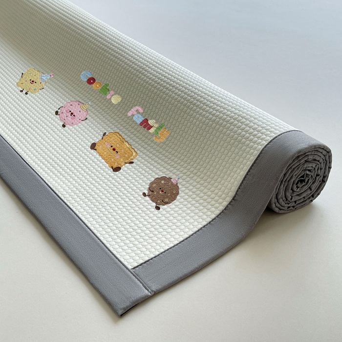 91家纺网 家纺一手货源 找家纺 凯罗 2026新款华夫格凉泡泡绣花凉席席子-床席款 饼干家族