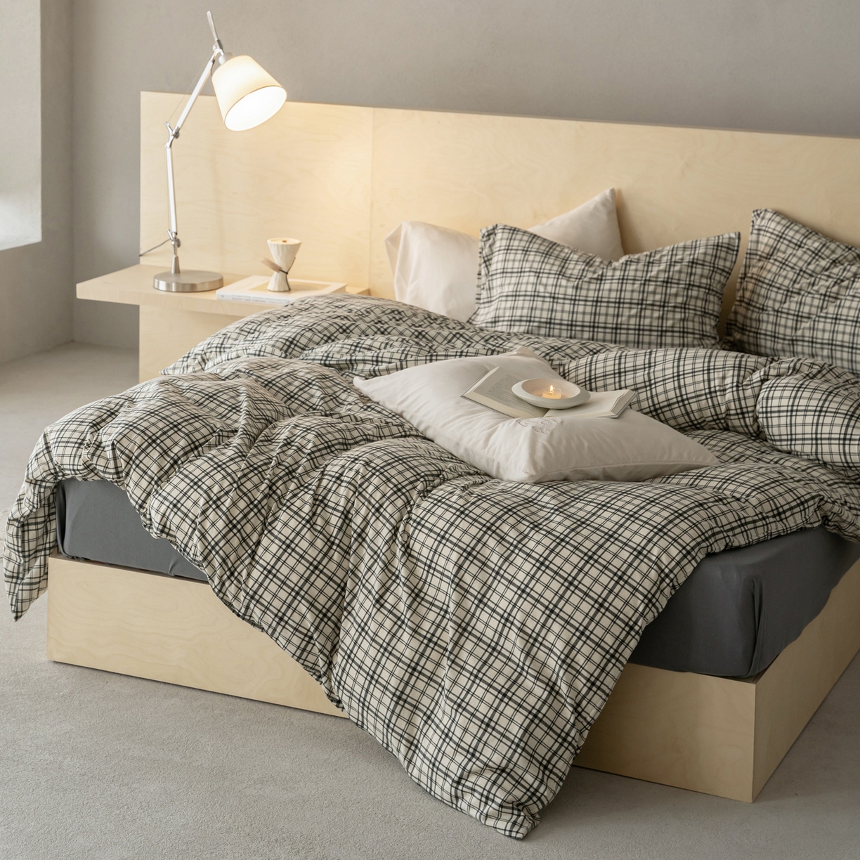 91家纺网 家纺一手货源 找家纺 （总）华超针织 2026新款全棉天竺棉针织格子印花四件套