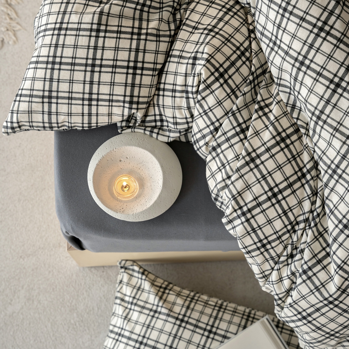 91家纺网 家纺一手货源 找家纺 （总）华超针织 2026新款全棉天竺棉针织格子印花四件套