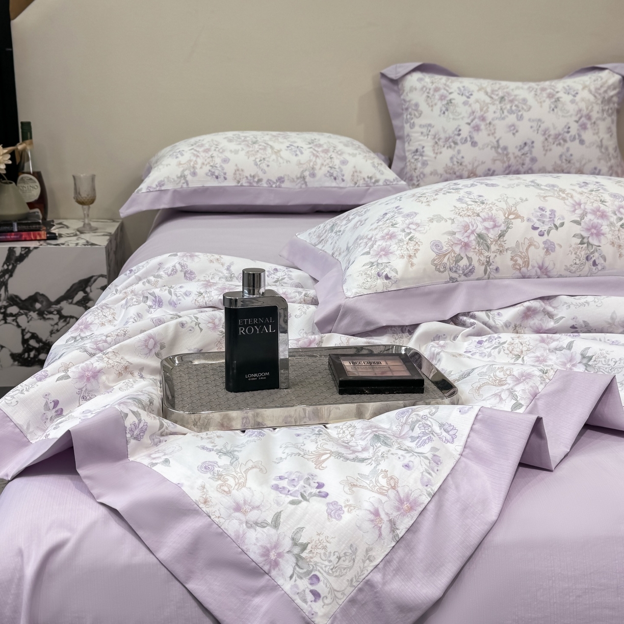 91家纺网 家纺一手货源 找家纺 归属 2026新款凉感天丝棉夏被夏凉被空调被夏被四件套系列 佳期紫