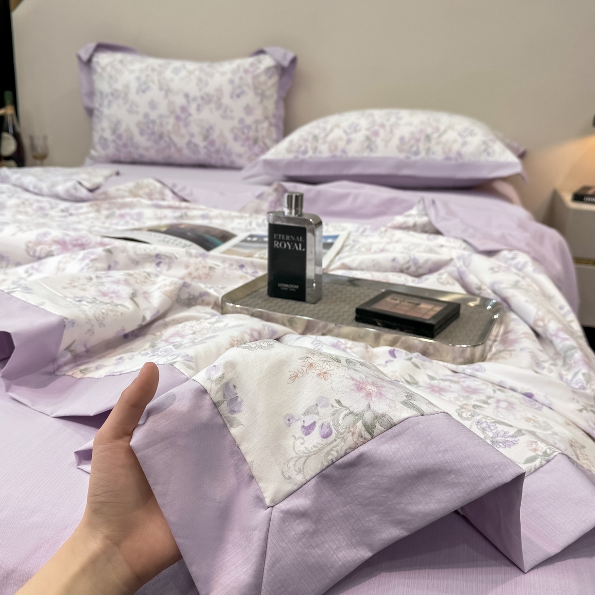 91家纺网 家纺一手货源 找家纺 归属 2026新款凉感天丝棉夏被夏凉被空调被夏被四件套系列 佳期紫