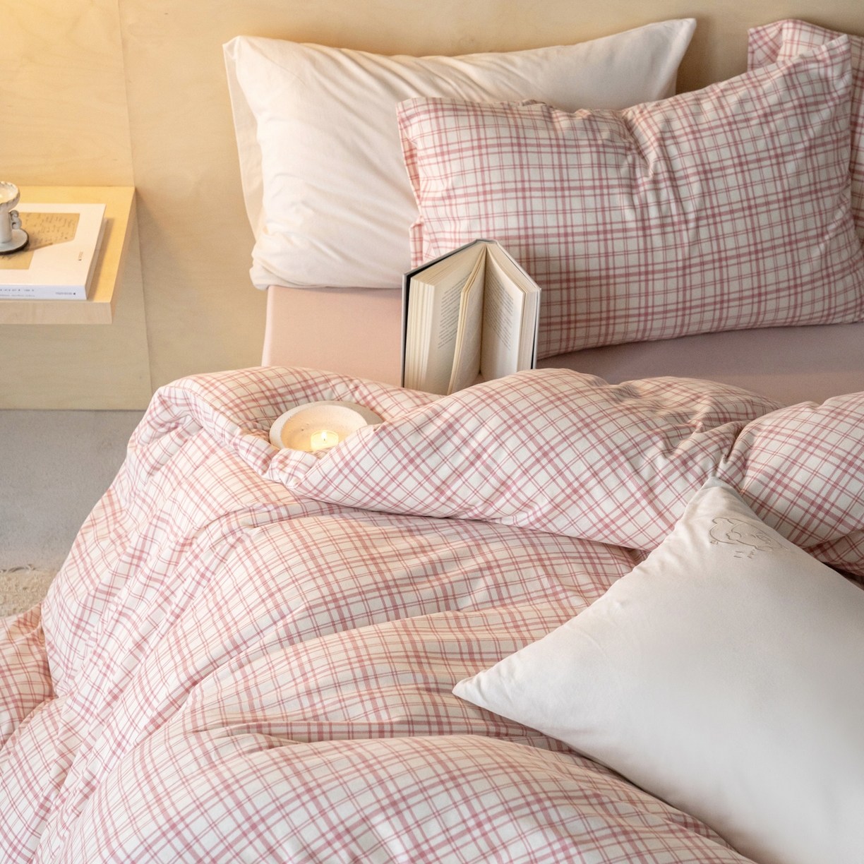 91家纺网 家纺一手货源 找家纺 （总）华超针织 2026新款全棉天竺棉针织格子印花四件套