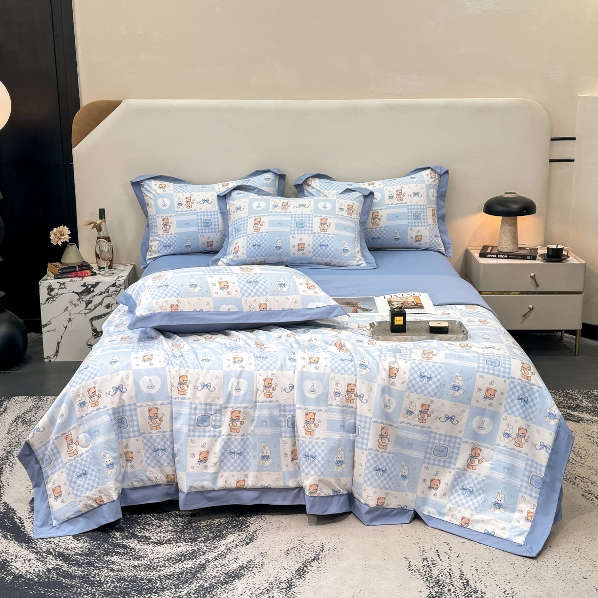 91家纺网 家纺一手货源 找家纺 归属 2026新款凉感天丝棉夏被夏凉被空调被夏被四件套系列 礼物熊