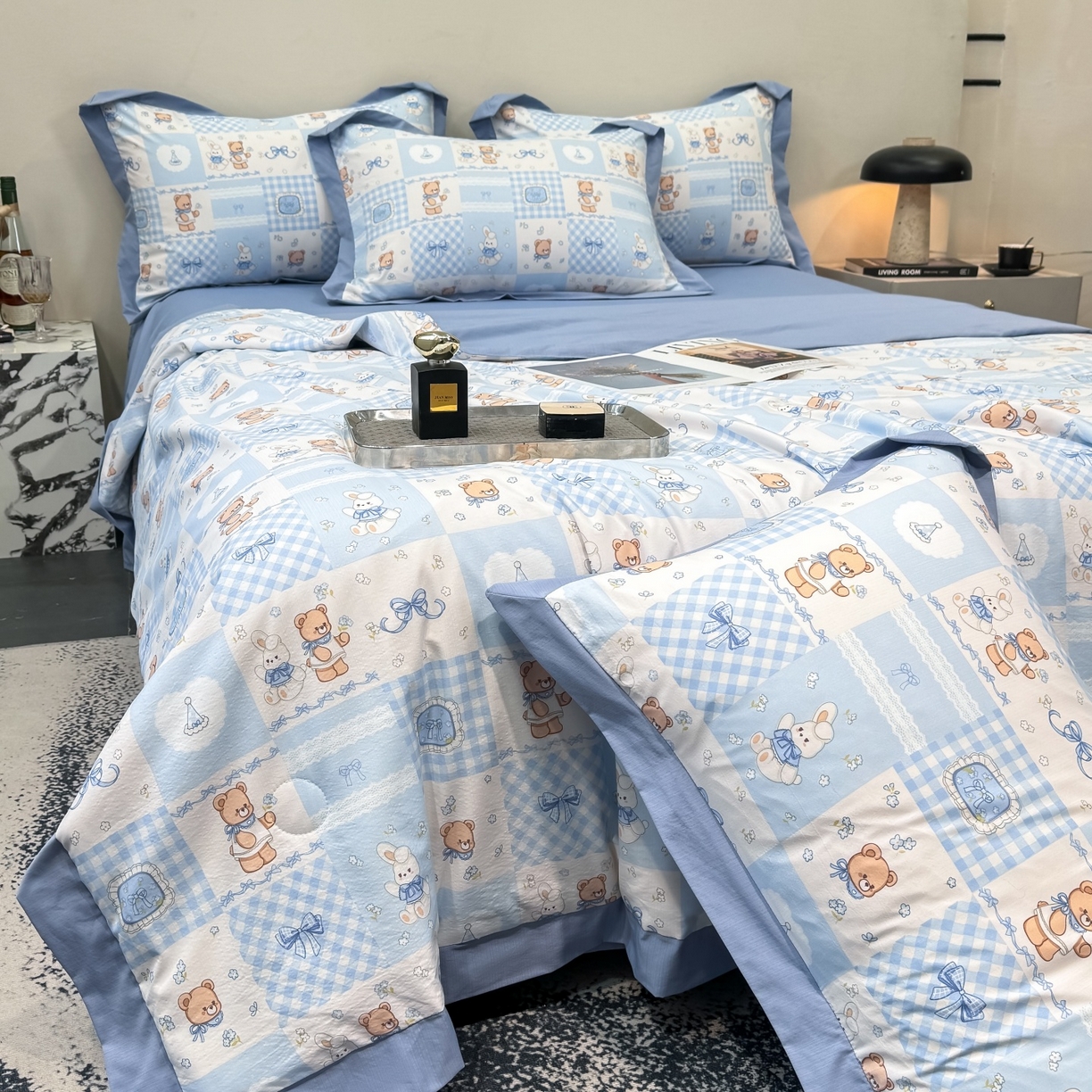 91家纺网 家纺一手货源 找家纺 归属 2026新款凉感天丝棉夏被夏凉被空调被夏被四件套系列 礼物熊