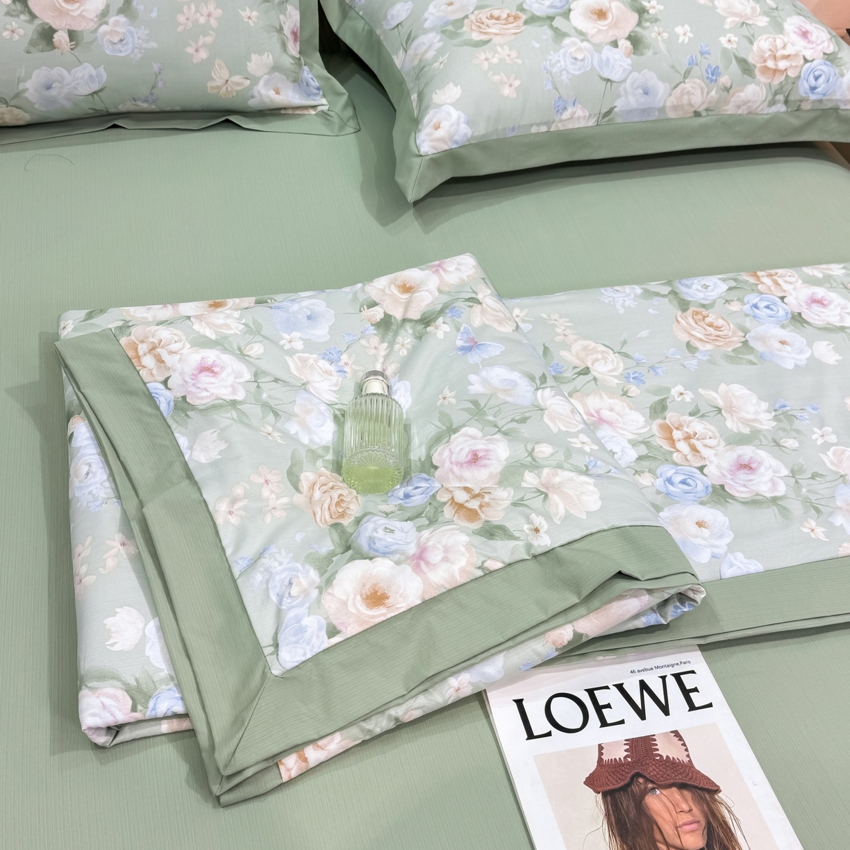 归属 2026新款凉感天丝棉夏被夏凉被空调被夏被四件套系列 莫奈花（绿)