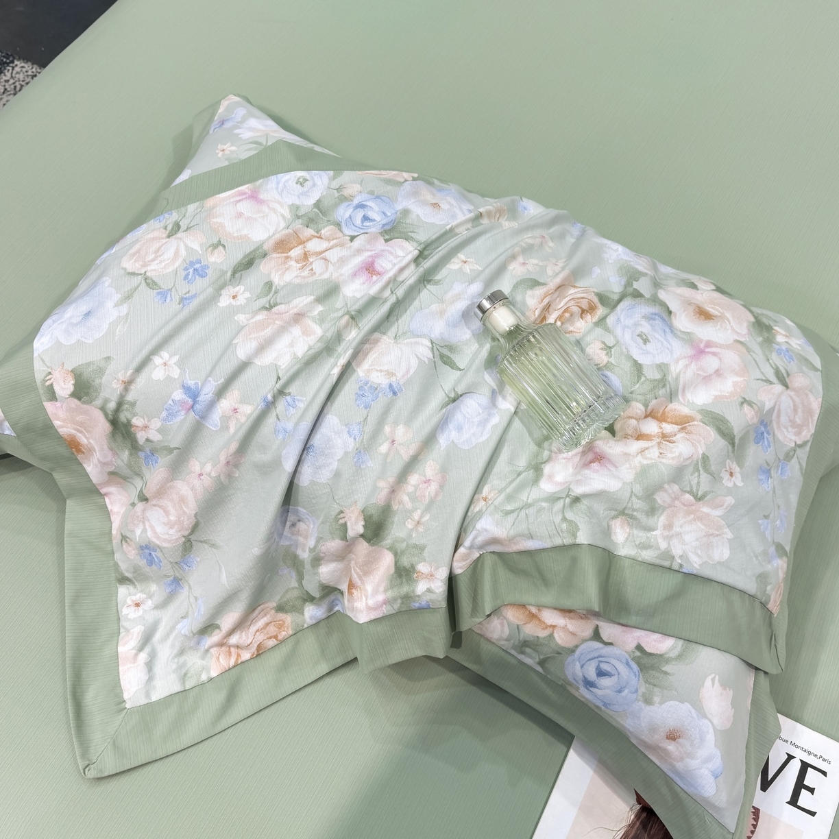 91家纺网 家纺一手货源 找家纺 归属 2026新款凉感天丝棉夏被夏凉被空调被夏被四件套系列 莫奈花（绿)