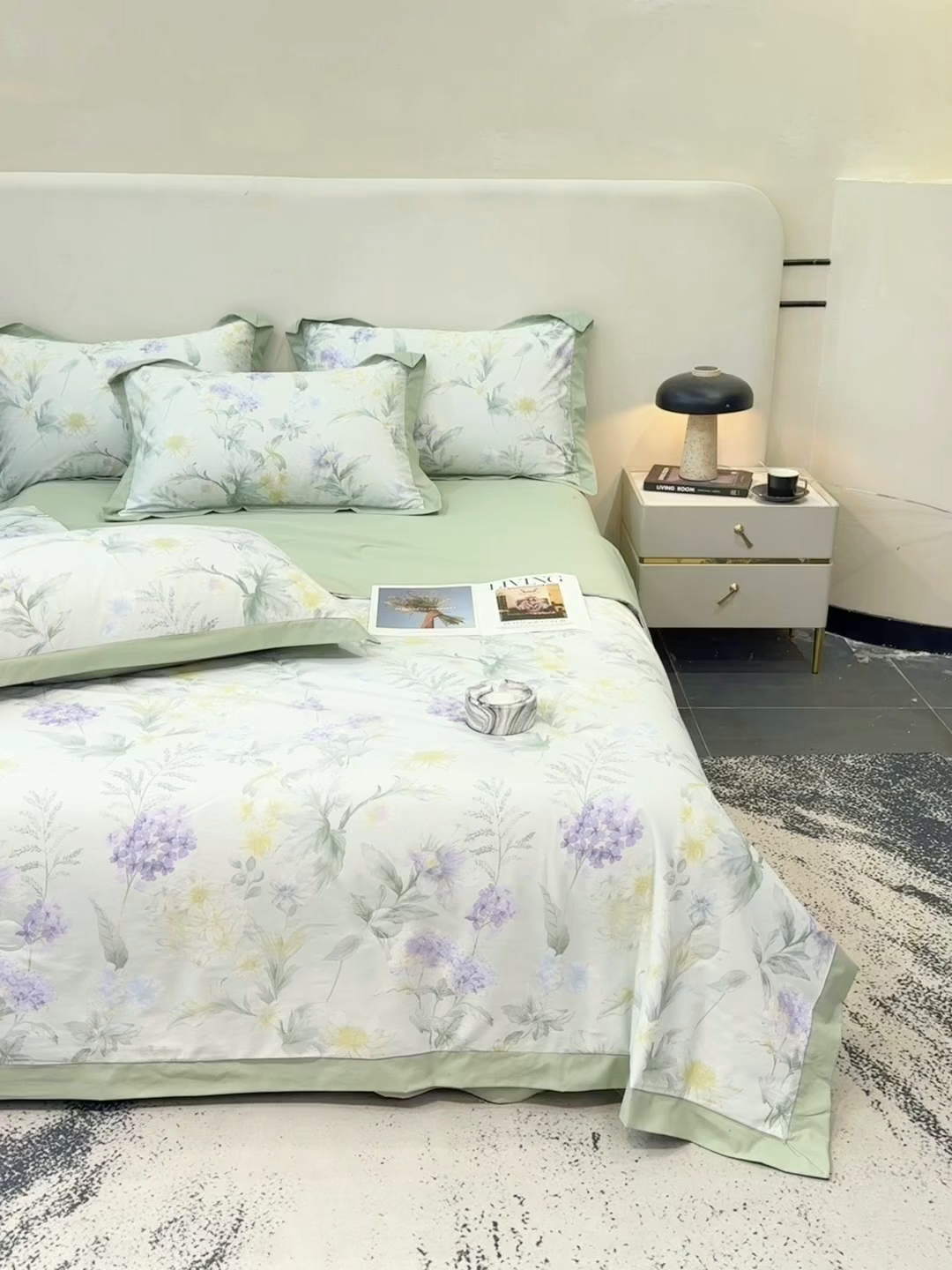 91家纺网 家纺一手货源 找家纺 归属 2026新款凉感天丝棉夏被夏凉被空调被夏被四件套系列 浅野绿