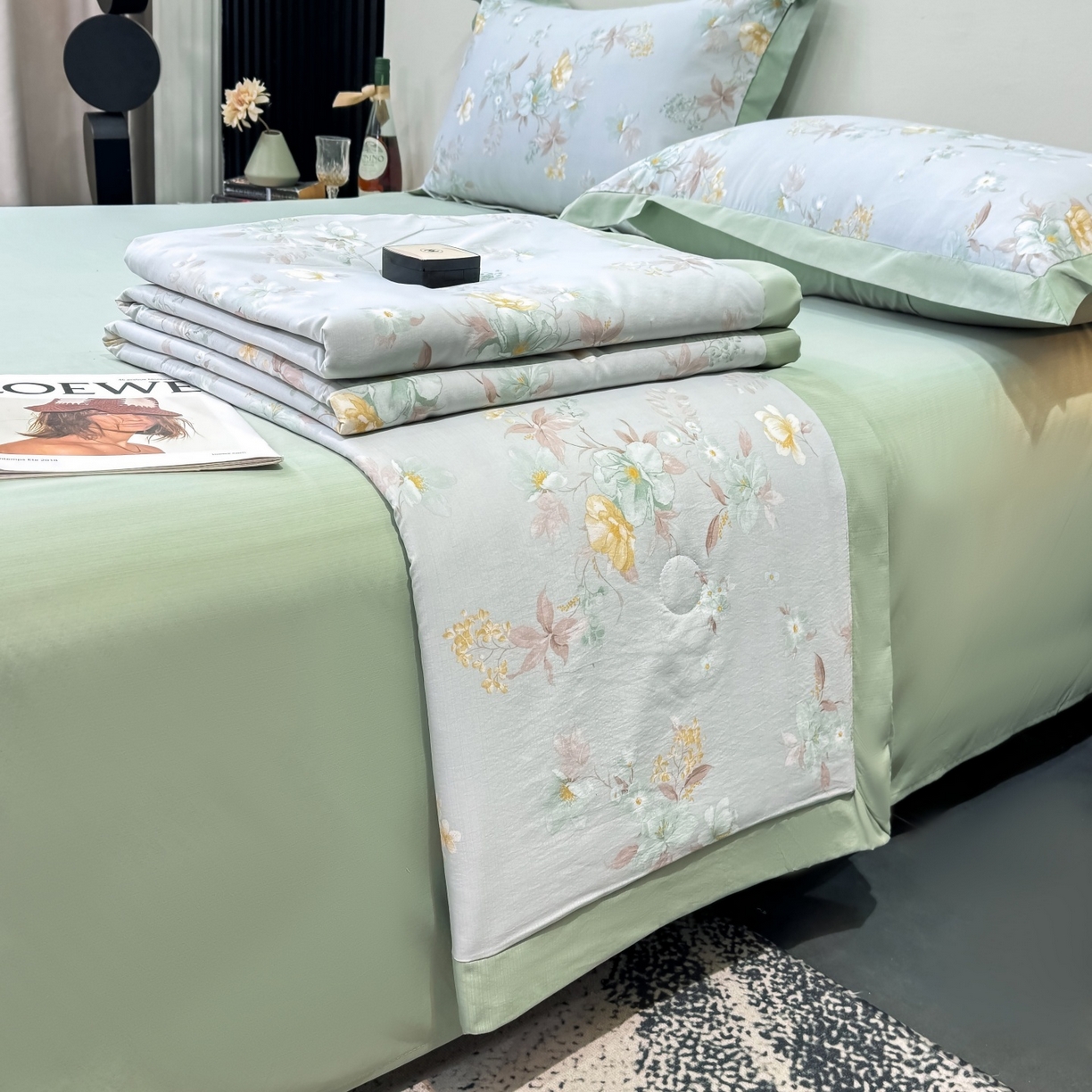 91家纺网 家纺一手货源 找家纺 归属 2026新款凉感天丝棉夏被夏凉被空调被夏被四件套系列 青禾花