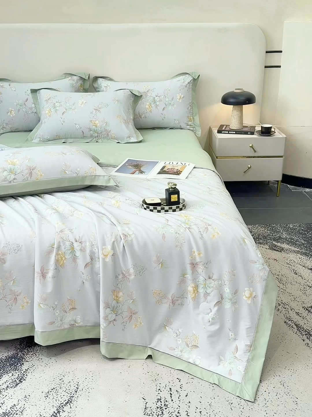 91家纺网 家纺一手货源 找家纺 归属 2026新款凉感天丝棉夏被夏凉被空调被夏被四件套系列 青禾花