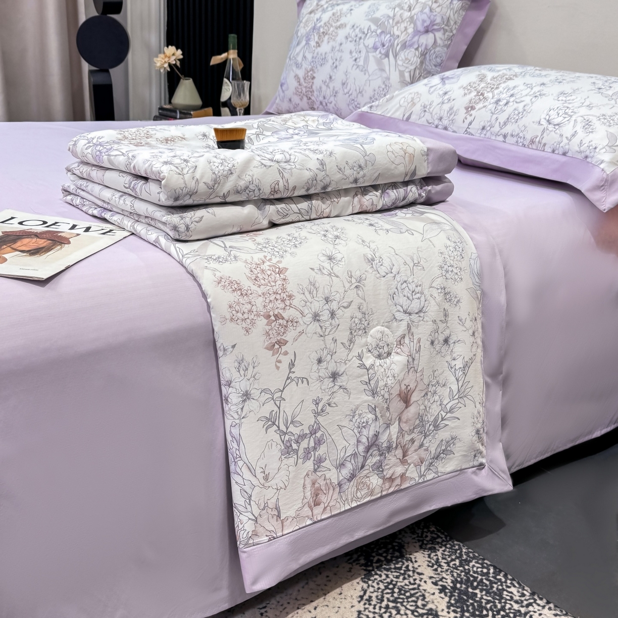 91家纺网 家纺一手货源 找家纺 归属 2026新款凉感天丝棉夏被夏凉被空调被夏被四件套系列 盛夏紫