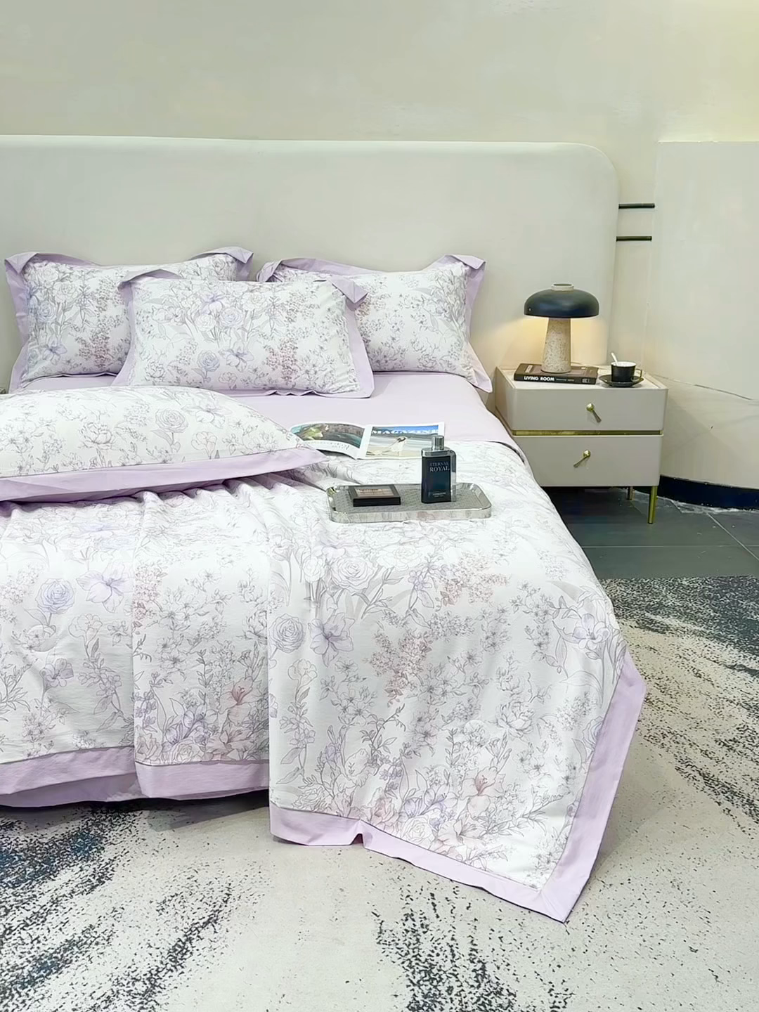 91家纺网 家纺一手货源 找家纺 归属 2026新款凉感天丝棉夏被夏凉被空调被夏被四件套系列 盛夏紫