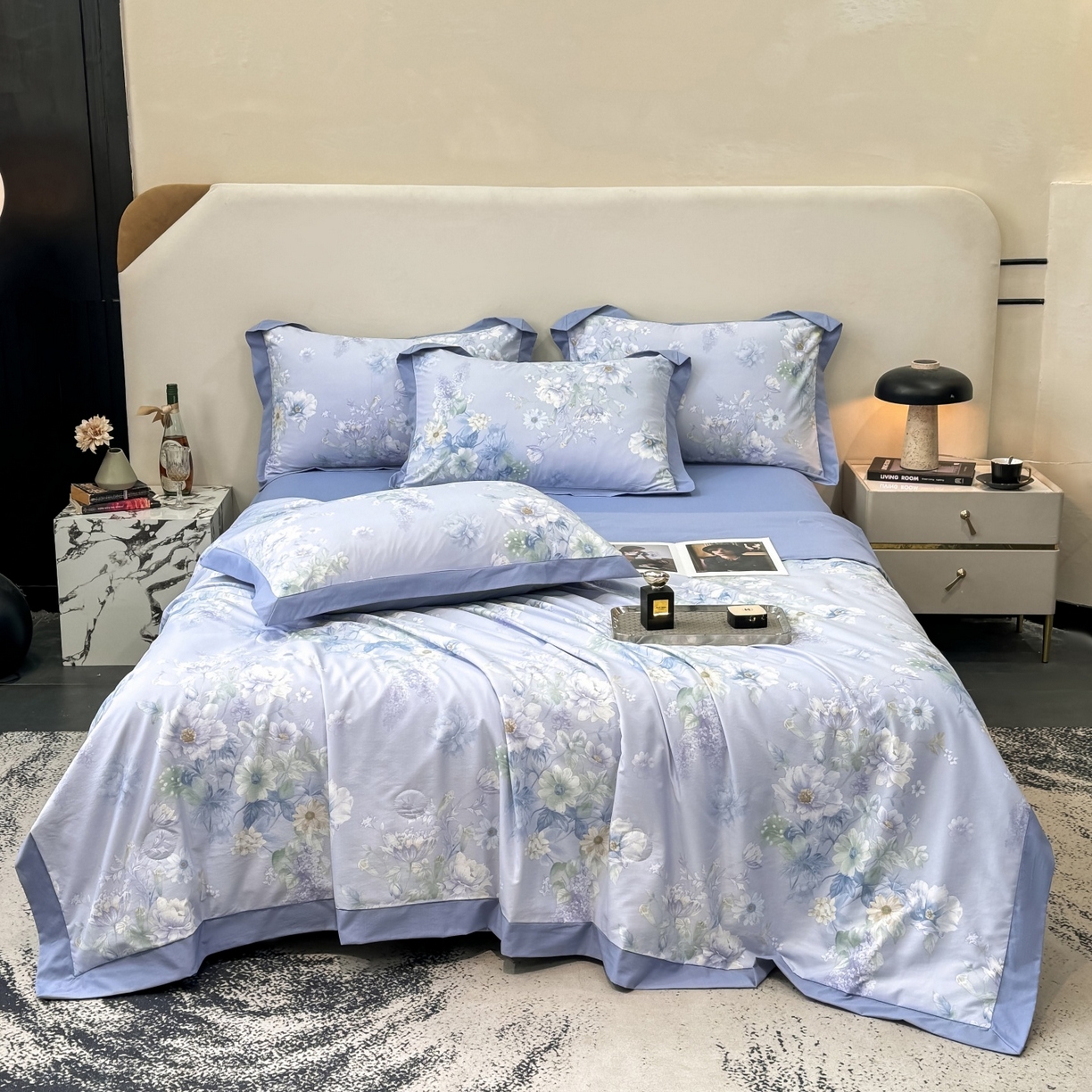 91家纺网 家纺一手货源 找家纺 归属 2026新款凉感天丝棉夏被夏凉被空调被夏被四件套系列 水韵紫