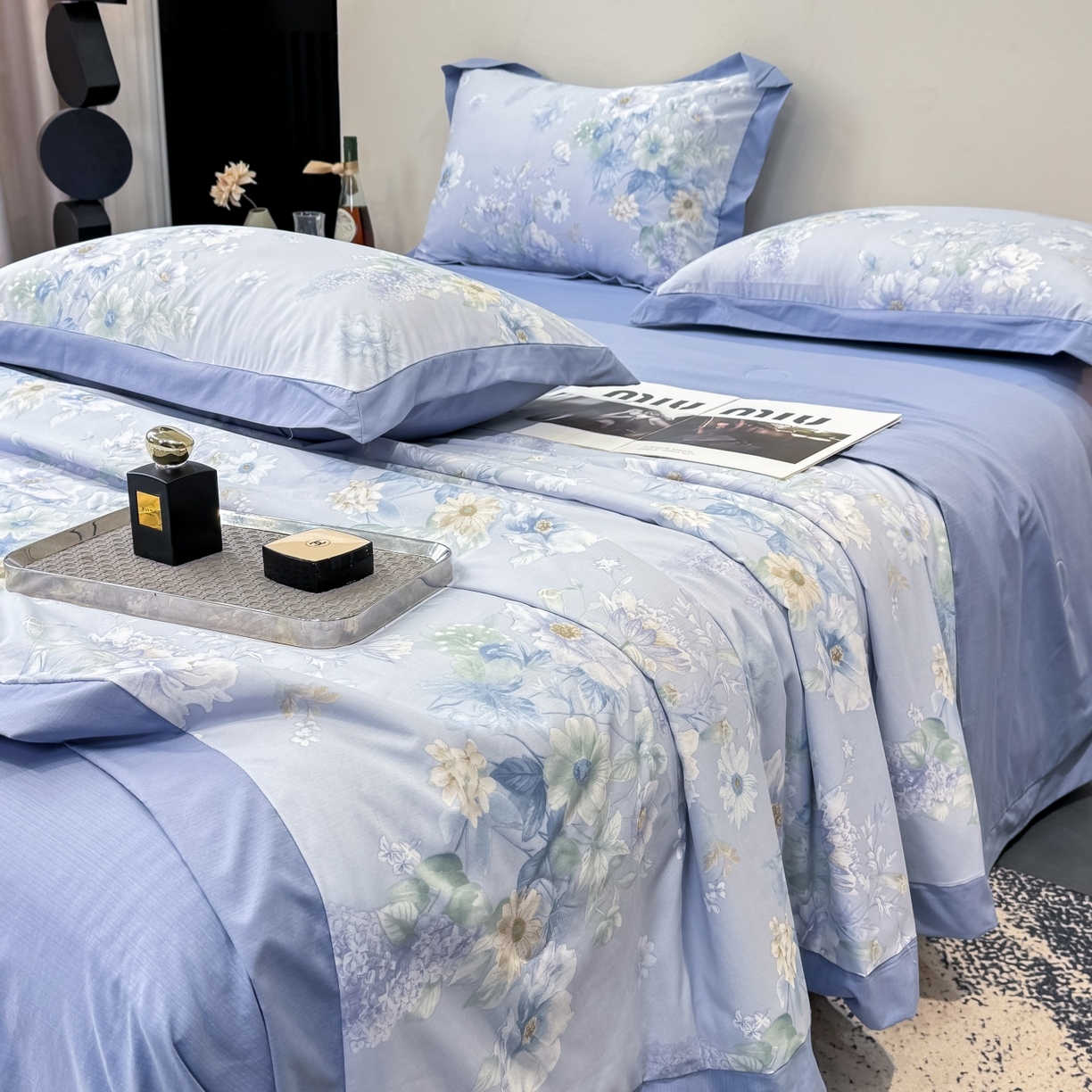 91家纺网 家纺一手货源 找家纺 归属 2026新款凉感天丝棉夏被夏凉被空调被夏被四件套系列 水韵紫