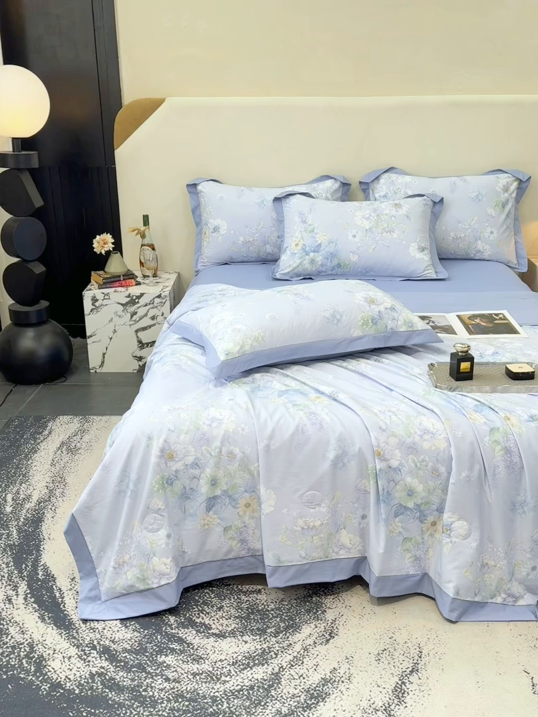 91家纺网 家纺一手货源 找家纺 归属 2026新款凉感天丝棉夏被夏凉被空调被夏被四件套系列 水韵紫