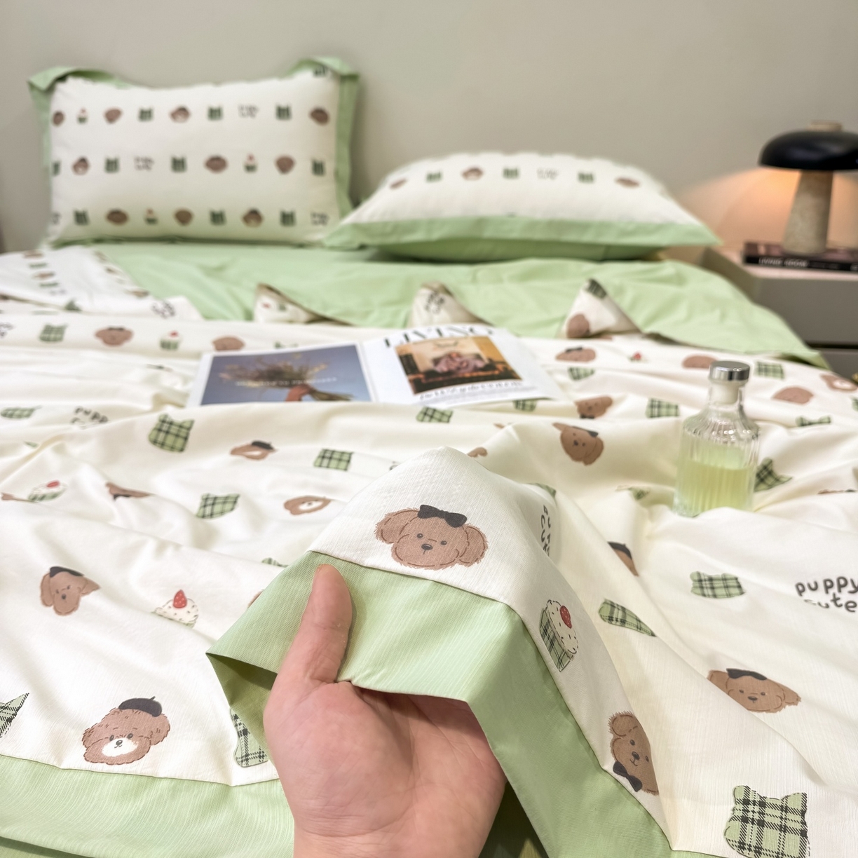 91家纺网 家纺一手货源 找家纺 归属 2026新款凉感天丝棉夏被夏凉被空调被夏被四件套系列 甜点熊