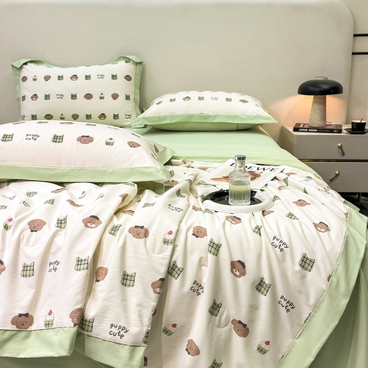 91家纺网 家纺一手货源 找家纺 归属 2026新款凉感天丝棉夏被夏凉被空调被夏被四件套系列 甜点熊