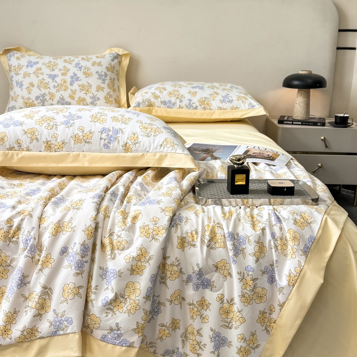 91家纺网 家纺一手货源 找家纺 归属 2026新款凉感天丝棉夏被夏凉被空调被夏被四件套系列 宛秋黄