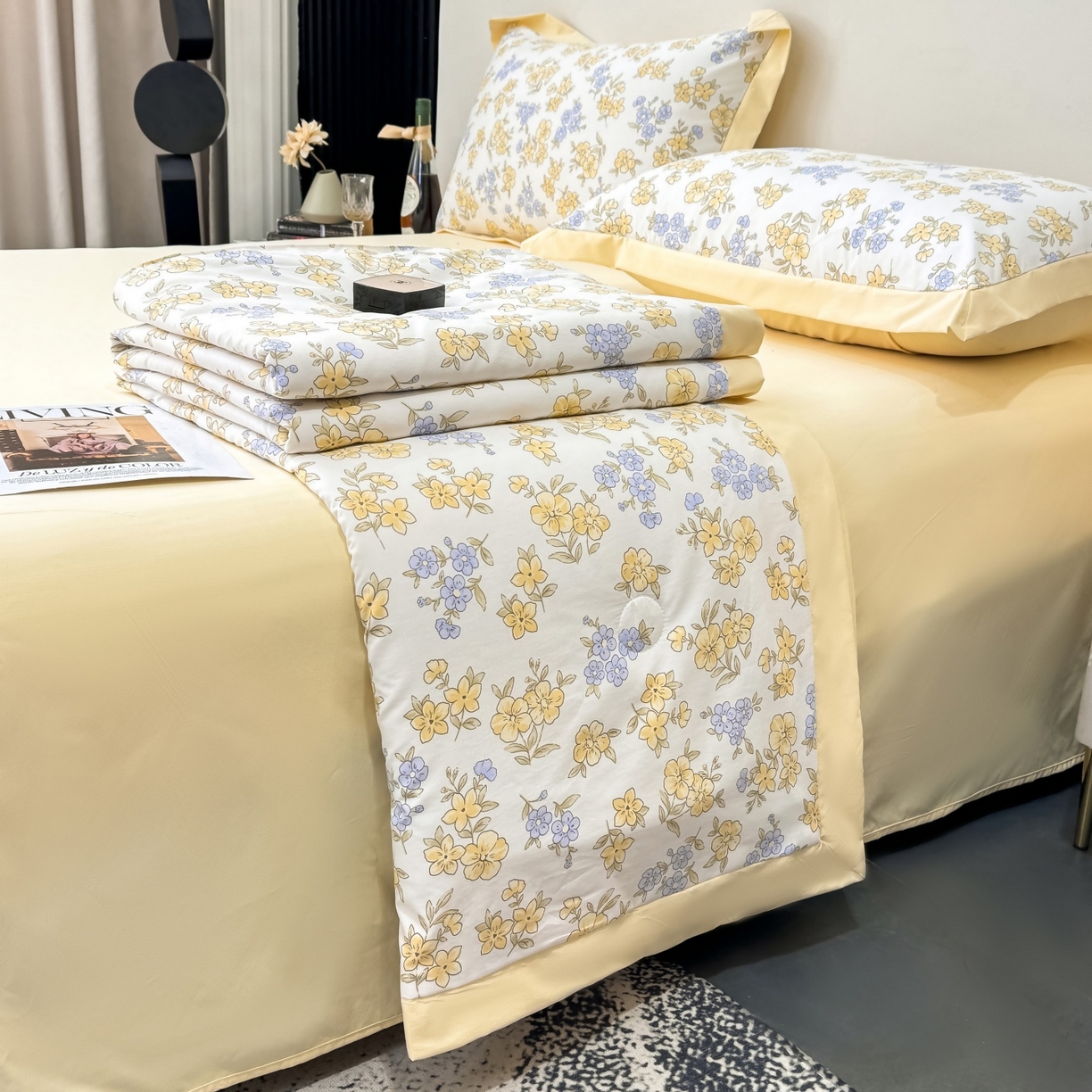 91家纺网 家纺一手货源 找家纺 归属 2026新款凉感天丝棉夏被夏凉被空调被夏被四件套系列 宛秋黄