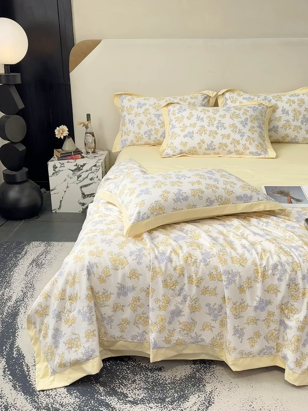 91家纺网 家纺一手货源 找家纺 归属 2026新款凉感天丝棉夏被夏凉被空调被夏被四件套系列 宛秋黄