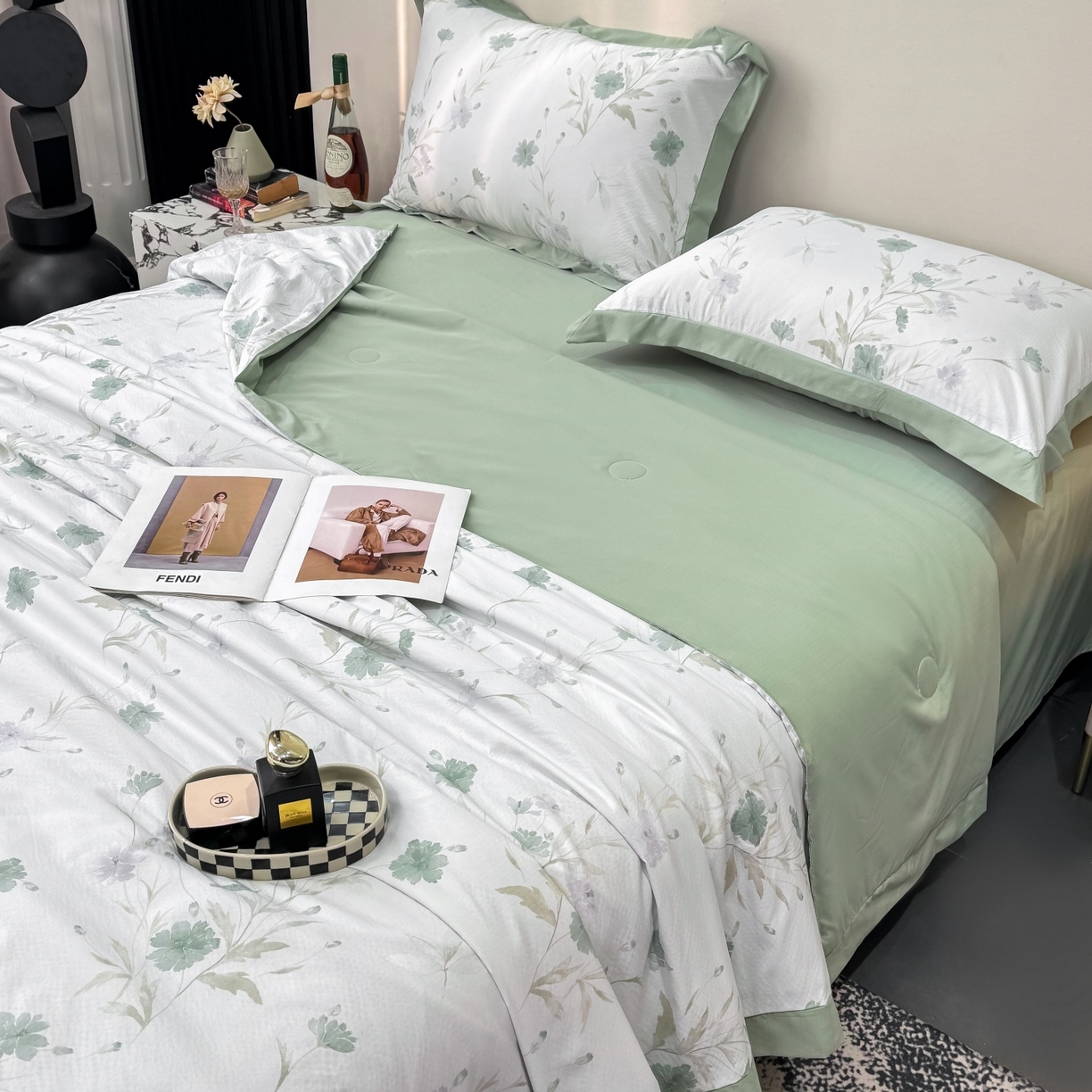 91家纺网 家纺一手货源 找家纺 归属 2026新款凉感天丝棉夏被夏凉被空调被夏被四件套系列 温岚绿