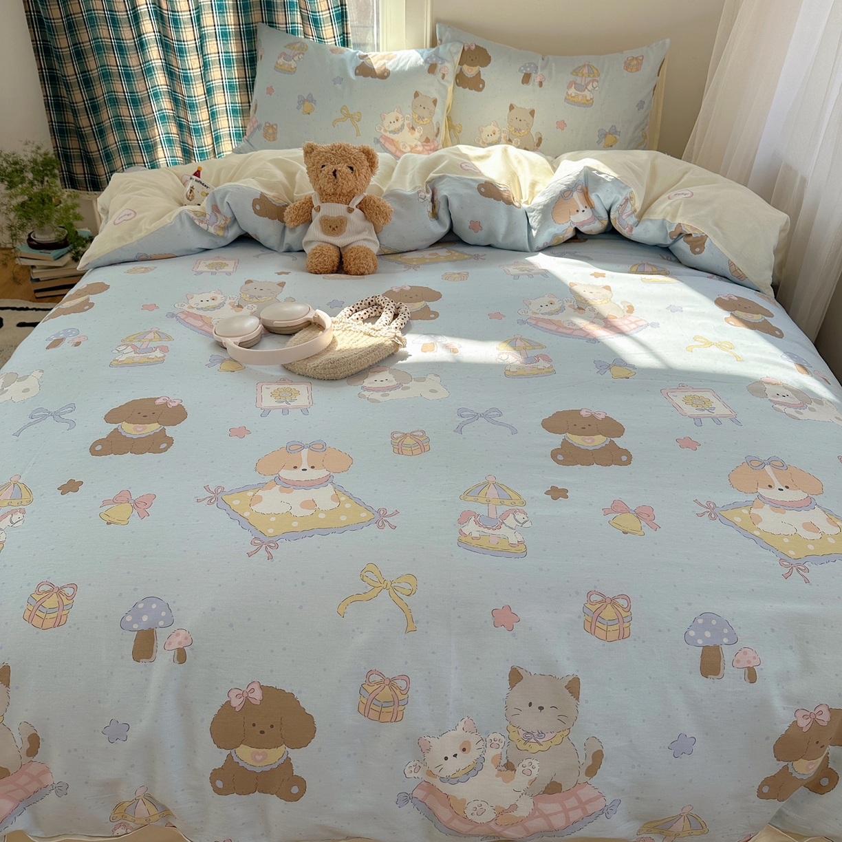 91家纺网 家纺一手货源 找家纺 （总）六巷胡同 2026新款INS减龄可爱风卡通40支13070全棉四件套（第三系列）