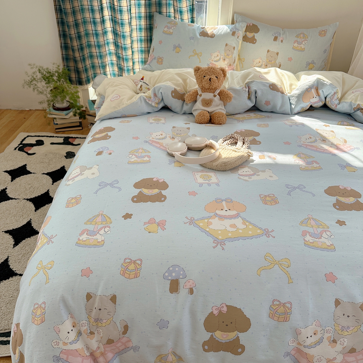 91家纺网 家纺一手货源 找家纺 （总）六巷胡同 2026新款INS减龄可爱风卡通40支13070全棉四件套（第三系列）