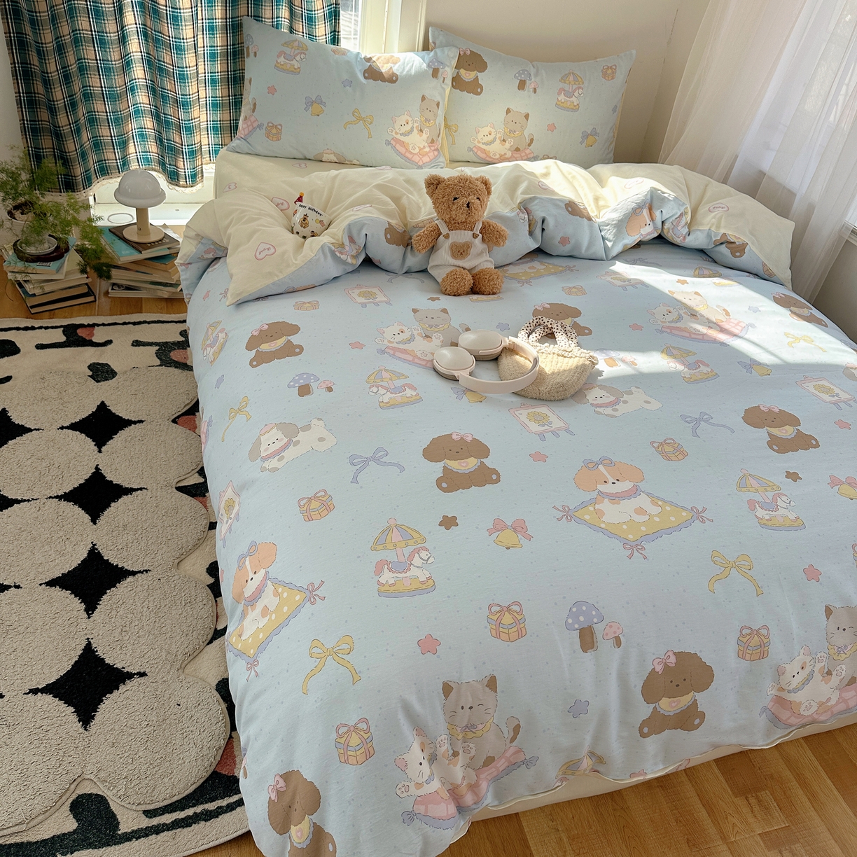 91家纺网 家纺一手货源 找家纺 （总）六巷胡同 2026新款INS减龄可爱风卡通40支13070全棉四件套（第三系列）