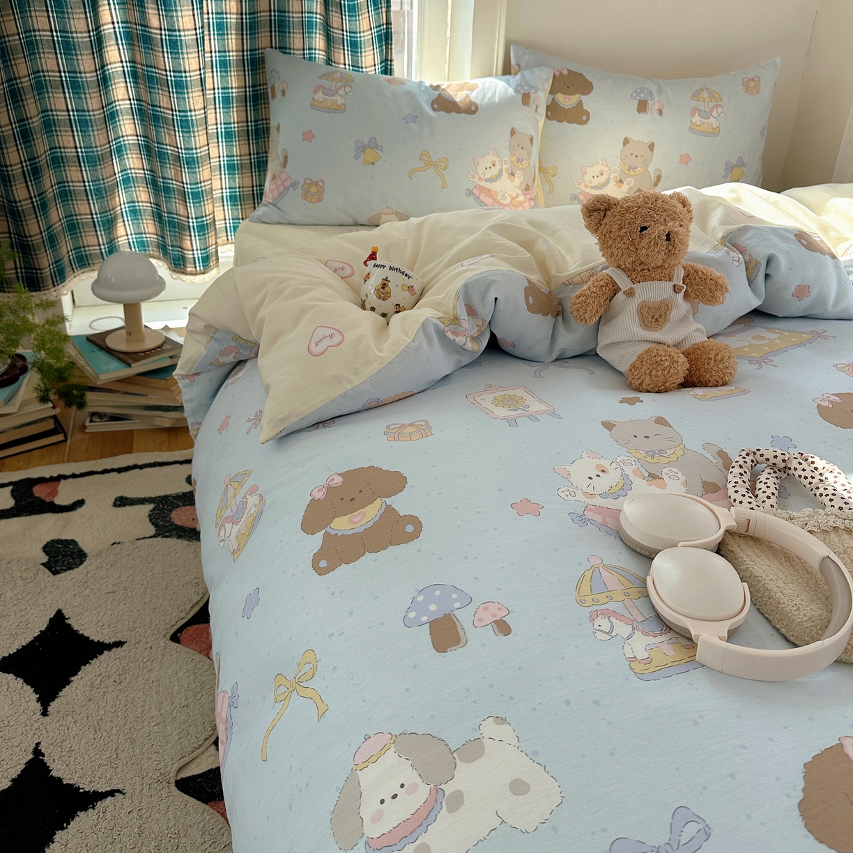 91家纺网 家纺一手货源 找家纺 （总）六巷胡同 2026新款INS减龄可爱风卡通40支13070全棉四件套（第三系列）