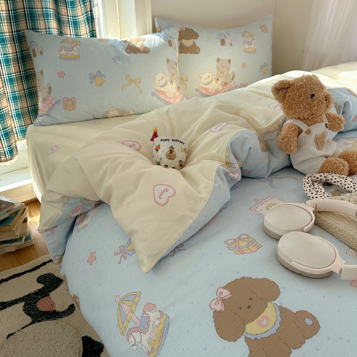 91家纺网 家纺一手货源 找家纺 （总）六巷胡同 2026新款INS减龄可爱风卡通40支13070全棉四件套（第三系列）