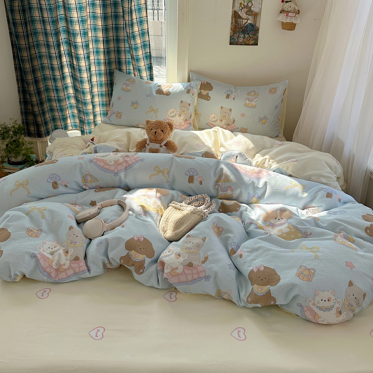 91家纺网 家纺一手货源 找家纺 （总）六巷胡同 2026新款INS减龄可爱风卡通40支13070全棉四件套（第三系列）