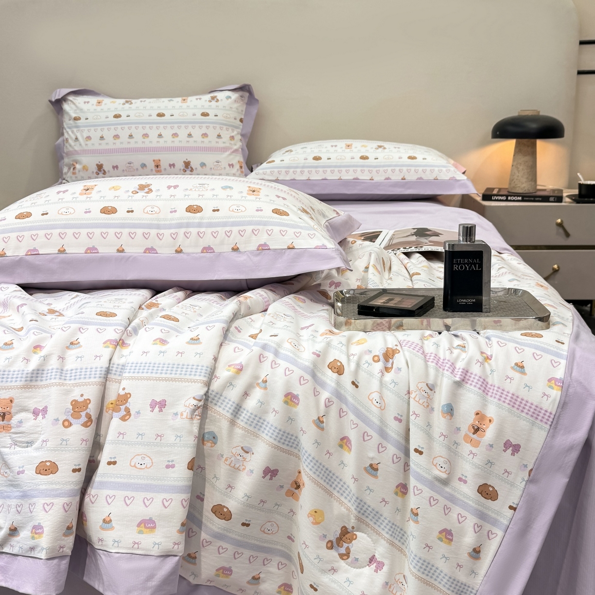 91家纺网 家纺一手货源 找家纺 归属 2026新款凉感天丝棉夏被夏凉被空调被夏被四件套系列 熊聚会