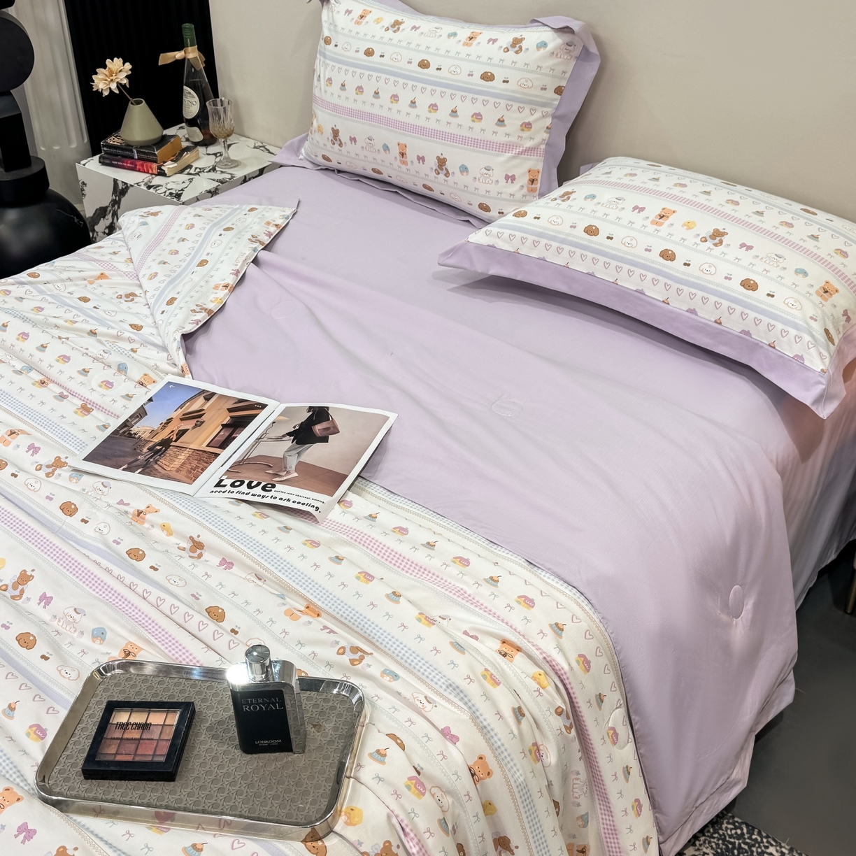 91家纺网 家纺一手货源 找家纺 归属 2026新款凉感天丝棉夏被夏凉被空调被夏被四件套系列 熊聚会