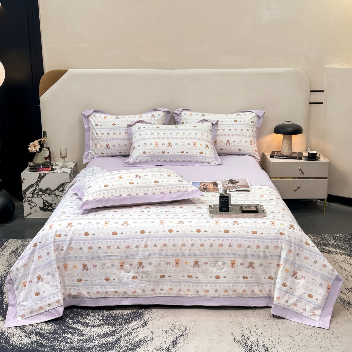 91家纺网 家纺一手货源 找家纺 归属 2026新款凉感天丝棉夏被夏凉被空调被夏被四件套系列 熊聚会