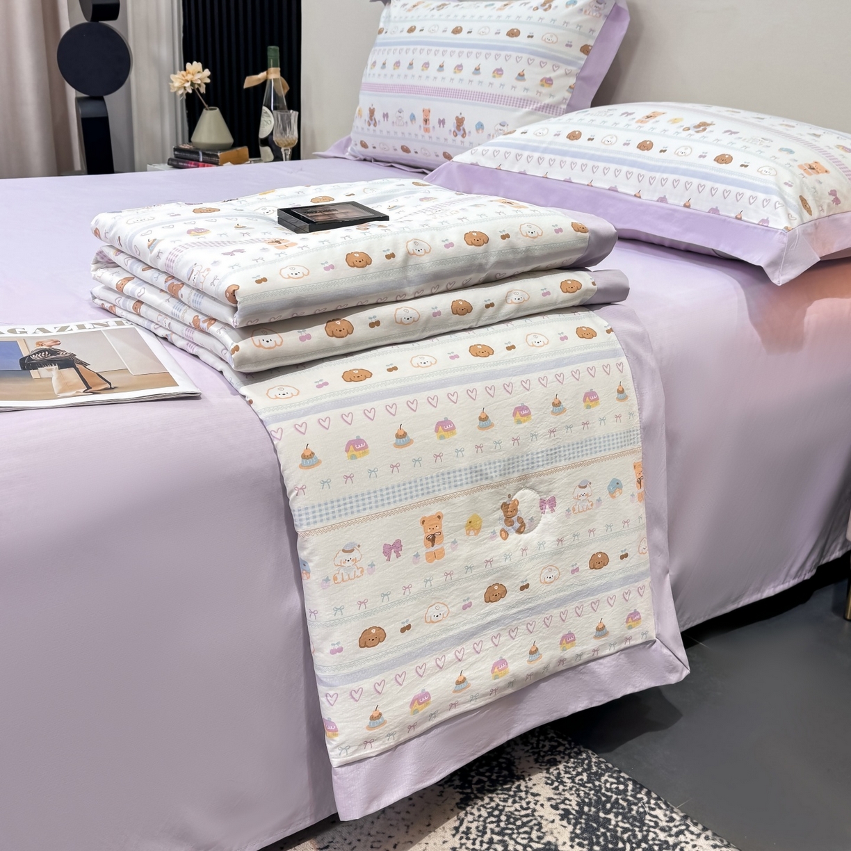 91家纺网 家纺一手货源 找家纺 归属 2026新款凉感天丝棉夏被夏凉被空调被夏被四件套系列 熊聚会