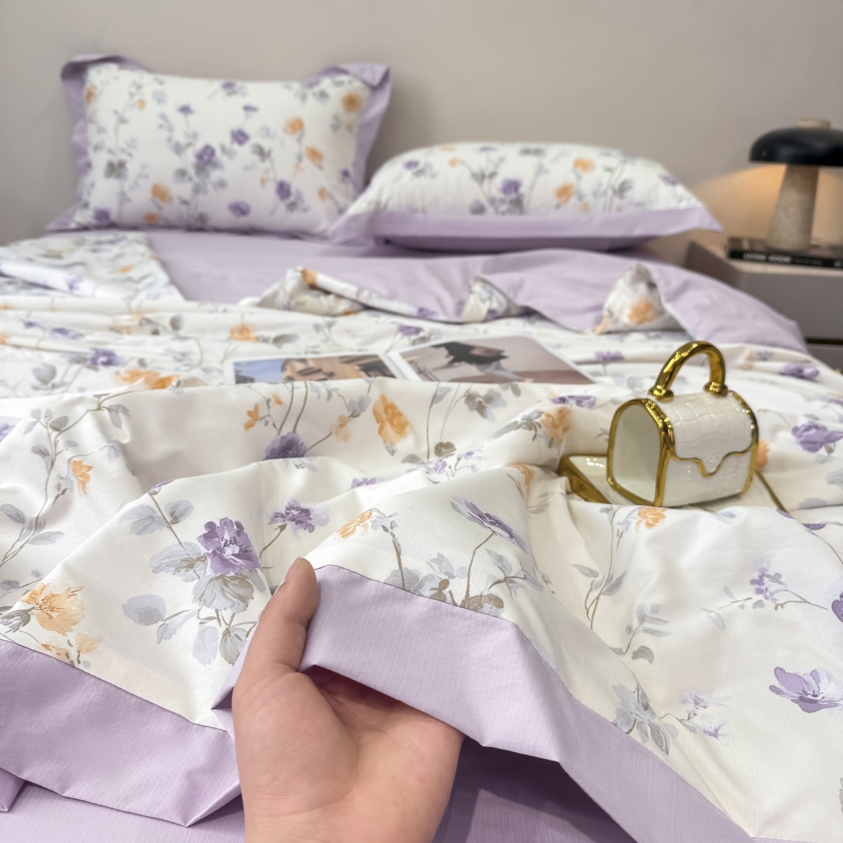 91家纺网 家纺一手货源 找家纺 归属 2026新款凉感天丝棉夏被夏凉被空调被夏被四件套系列 雅枝紫