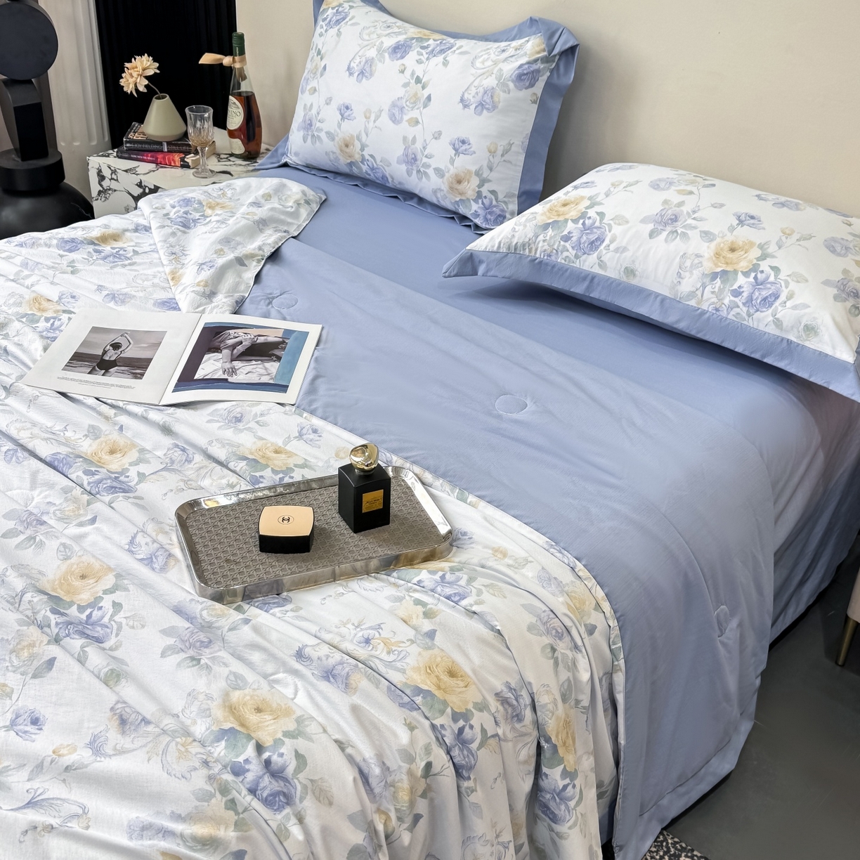 91家纺网 家纺一手货源 找家纺 归属 2026新款凉感天丝棉夏被夏凉被空调被夏被四件套系列 伊莉莎（绿）