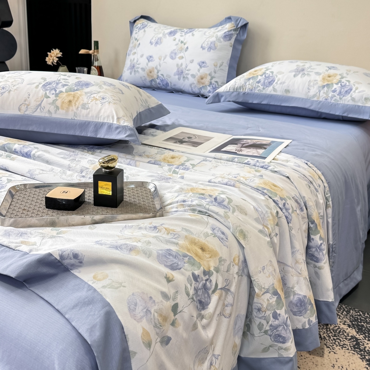 91家纺网 家纺一手货源 找家纺 归属 2026新款凉感天丝棉夏被夏凉被空调被夏被四件套系列 伊莉莎（绿）