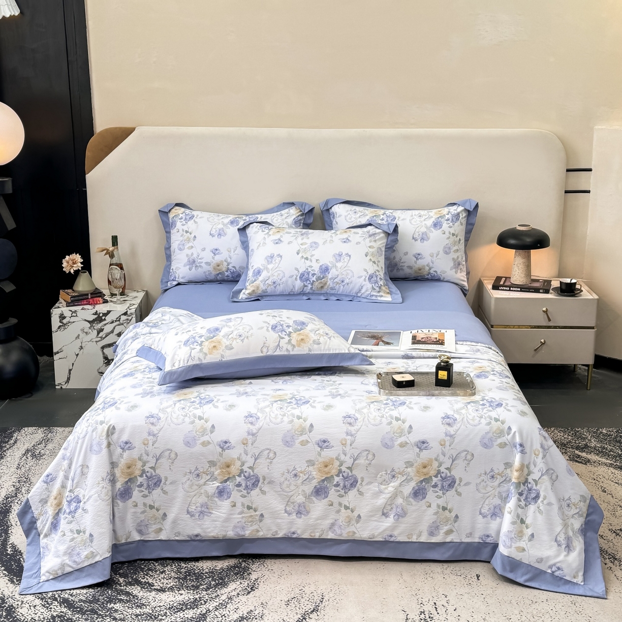 91家纺网 家纺一手货源 找家纺 归属 2026新款凉感天丝棉夏被夏凉被空调被夏被四件套系列 伊莉莎（绿）