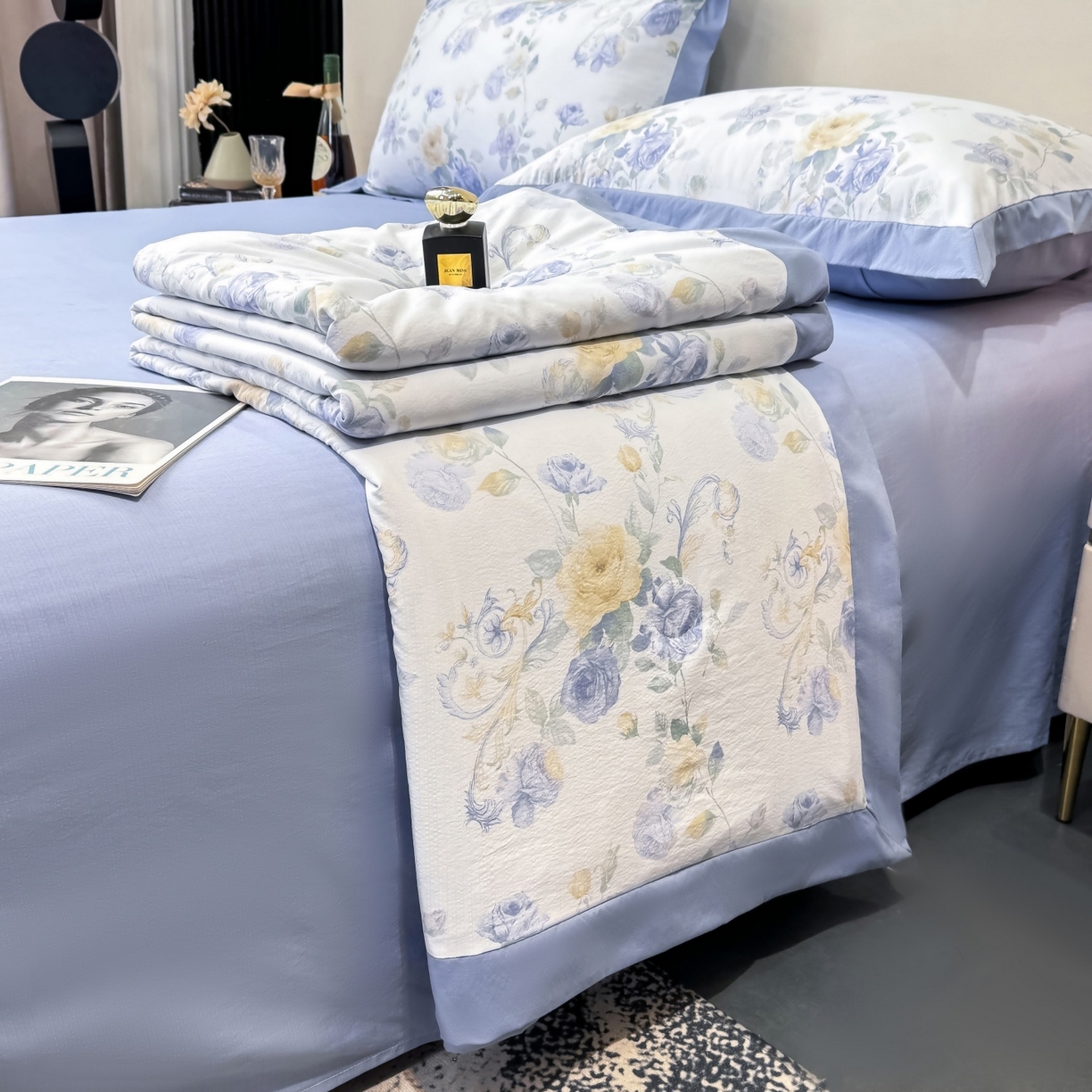 91家纺网 家纺一手货源 找家纺 归属 2026新款凉感天丝棉夏被夏凉被空调被夏被四件套系列 伊莉莎（绿）