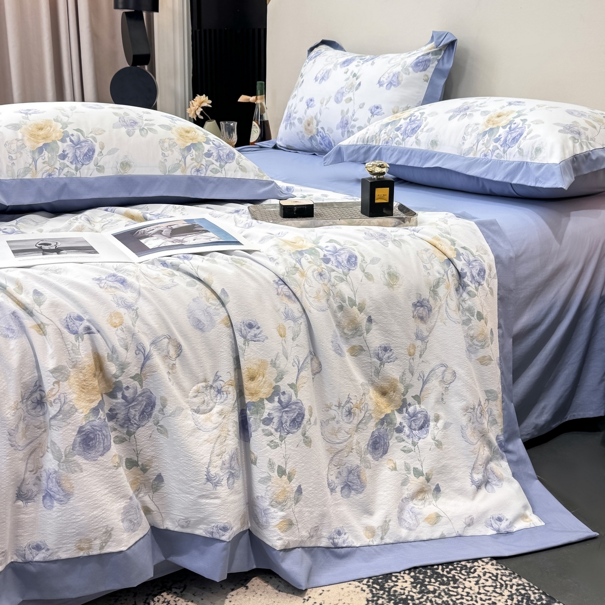 91家纺网 家纺一手货源 找家纺 归属 2026新款凉感天丝棉夏被夏凉被空调被夏被四件套系列 伊莉莎（绿）