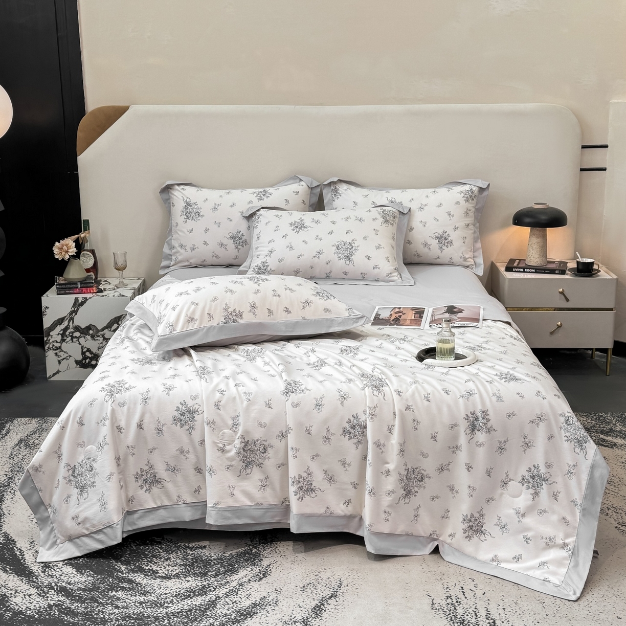 91家纺网 家纺一手货源 找家纺 归属 2026新款凉感天丝棉夏被夏凉被空调被夏被四件套系列 云涧灰