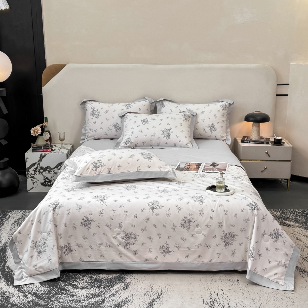 91家纺网 家纺一手货源 找家纺 归属 2026新款凉感天丝棉夏被夏凉被空调被夏被四件套系列 云涧灰