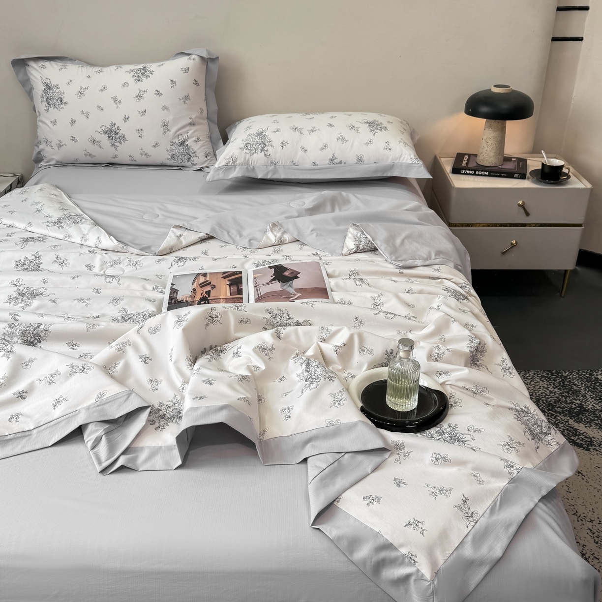 91家纺网 家纺一手货源 找家纺 归属 2026新款凉感天丝棉夏被夏凉被空调被夏被四件套系列 云涧灰