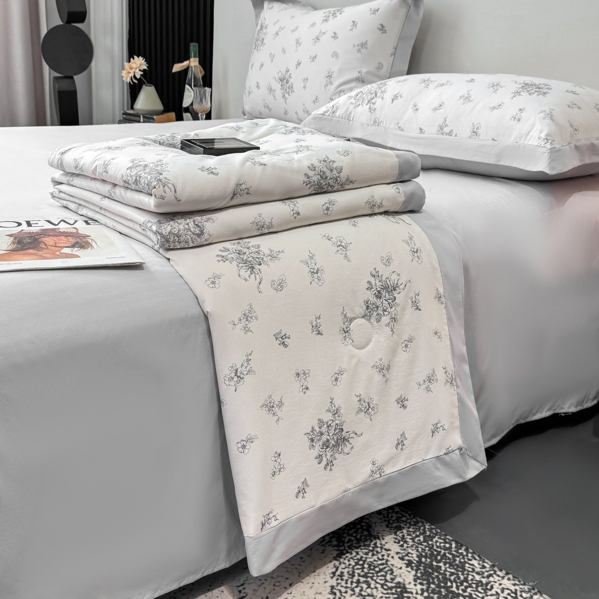 91家纺网 家纺一手货源 找家纺 归属 2026新款凉感天丝棉夏被夏凉被空调被夏被四件套系列 云涧灰