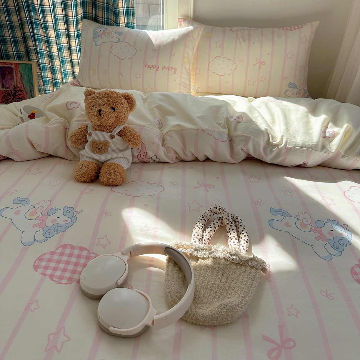 91家纺网 家纺一手货源 找家纺 六巷胡同 2026新款INS减龄可爱风卡通40支13070全棉四件套（第三系列） 梦幻星河马