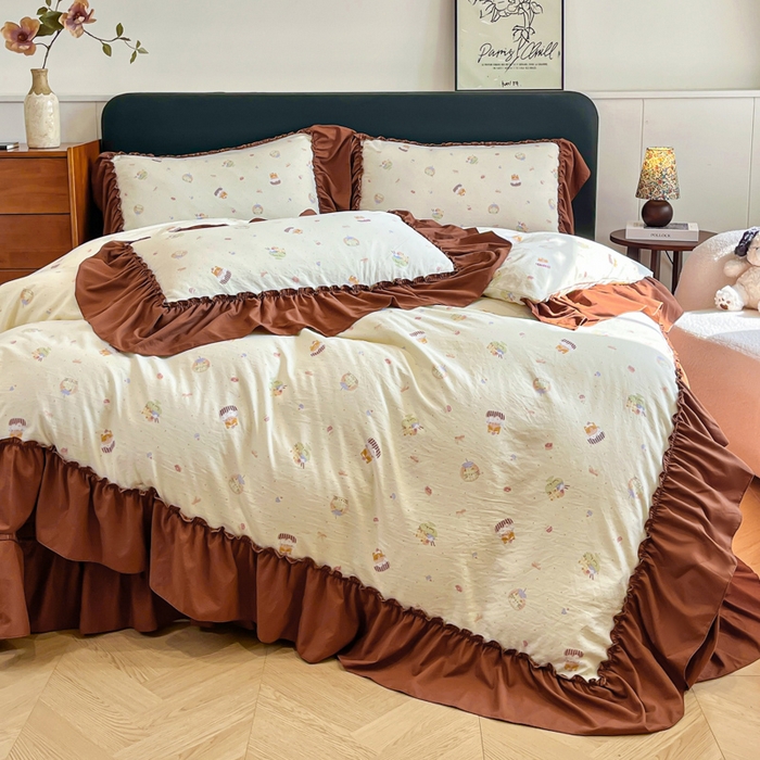 91家纺网 家纺一手货源 找家纺 （总）尚美 2026新款法式复古大花边仿棉床盖四件套