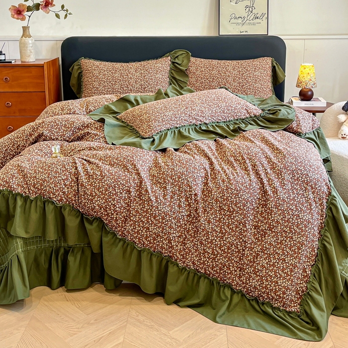 91家纺网 家纺一手货源 找家纺 （总）尚美 2026新款法式复古大花边仿棉床盖四件套