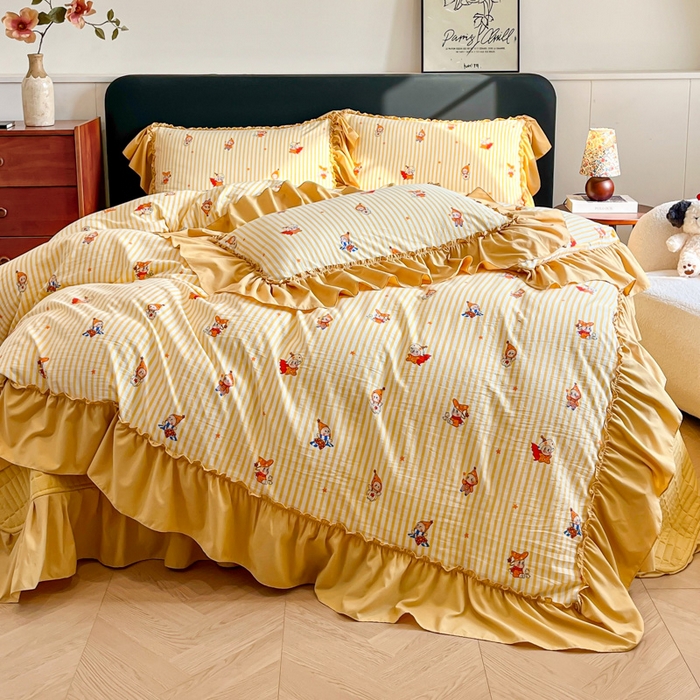 91家纺网 家纺一手货源 找家纺 （总）尚美 2026新款法式复古大花边仿棉床盖四件套