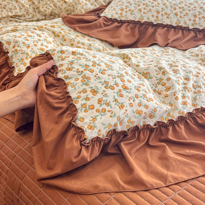 91家纺网 家纺一手货源 找家纺 （总）尚美 2026新款法式复古大花边仿棉床盖四件套