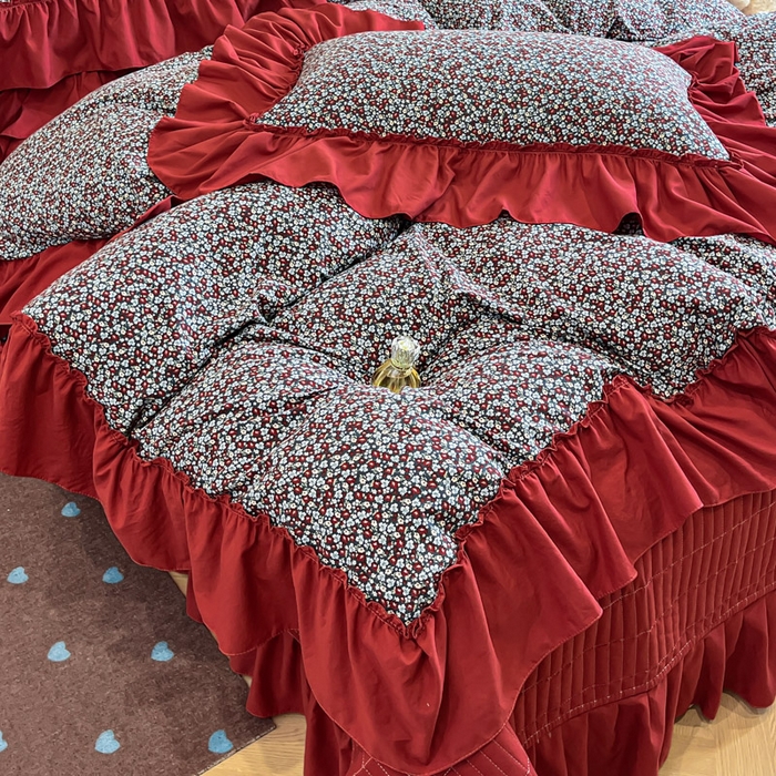 91家纺网 家纺一手货源 找家纺 尚美 2026新款法式复古大花边仿棉床盖四件套 花絮